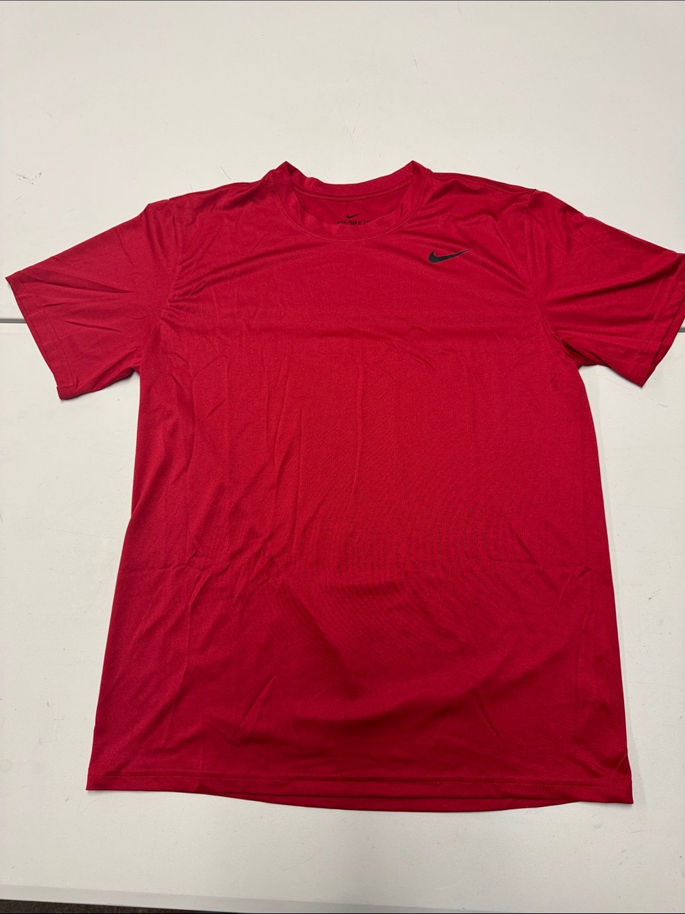 Nike Red Short Sleeve Performance Tee with Black Swoosh
